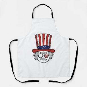 Patriotic Upside Down Top Hat Cartoon Face Vintage Apron