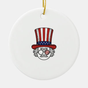 Patriotic Upside Down Top Hat Cartoon Face Vintage Ceramic Ornament