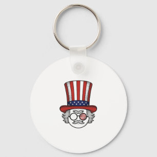 Patriotic Upside Down Top Hat Cartoon Face Vintage Keychain