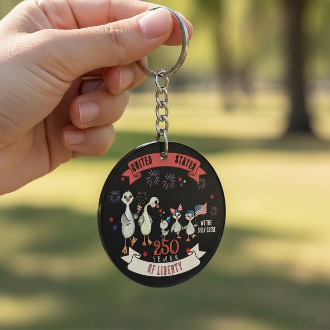 Patriotic US 250 Years of Liberty Silly Geese  Keychain (Patriotic US 250 Years of Liberty Silly Geese Keychain)