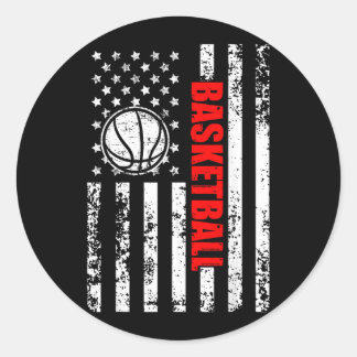 Patriotic Us Aamerican Flag Basball Classic Round Sticker