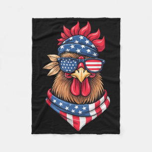 Patriotic Us America Flag Chicken Sungles 4th Of J Fleece Blanket