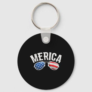 Patriotic Us America Flag Sungles Merica 4th Of Ju Keychain