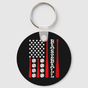 Patriotic Us American Baseball Flag - Vintage Base Keychain