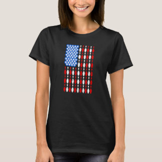 Patriotic Us American Flag Retro Bowling T-Shirt
