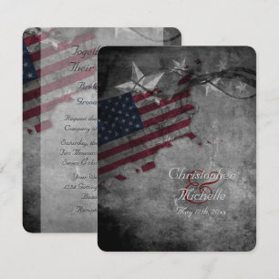 Patriotic US American Flag with Stars Wedding Invitation