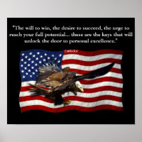 Patriotic US Flag Bald Eagles and Confucius quote