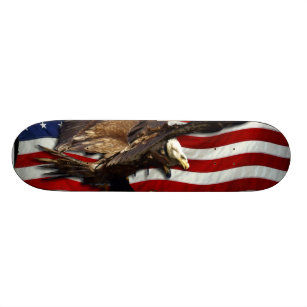 Patriotic US Flag Bald Eagles Skateboard