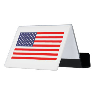 Patriotic US flag custom desk business card holder