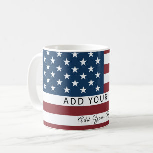Patriotic US Flag Custom Text Name Coffee Mug