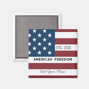 Patriotic US Flag Custom Text Name Magnet