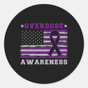 Patriotic US Flag Drug Overdose Opioid Overdose Aw Classic Round Sticker