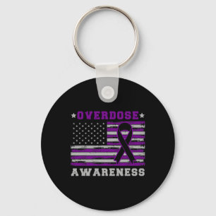 Patriotic Us Flag Drug Overdose Opioid Overdose Aw Keychain
