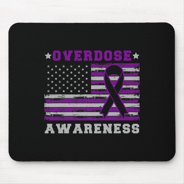 Patriotic US Flag Drug Overdose Opioid Overdose Aw Mouse Pad (Front)