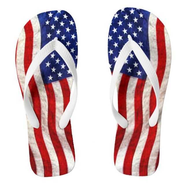 Patriotic US Flag Flip Flops (Footbed)