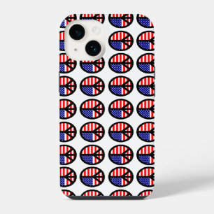 Patriotic US Flag Peace Sign Dots iPhone 14 Case