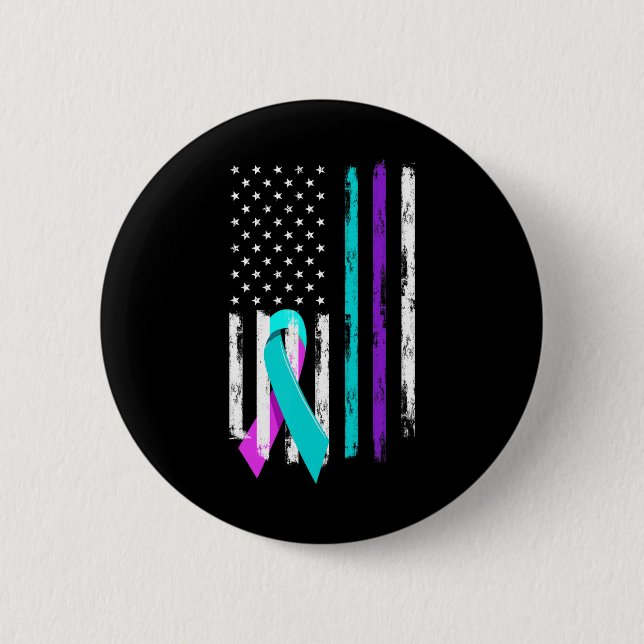 Patriotic Us Flag Support Suicide Prevention Aware 2 Inch Round Button (Front)