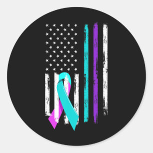 Patriotic Us Flag Support Suicide Prevention Aware Classic Round Sticker