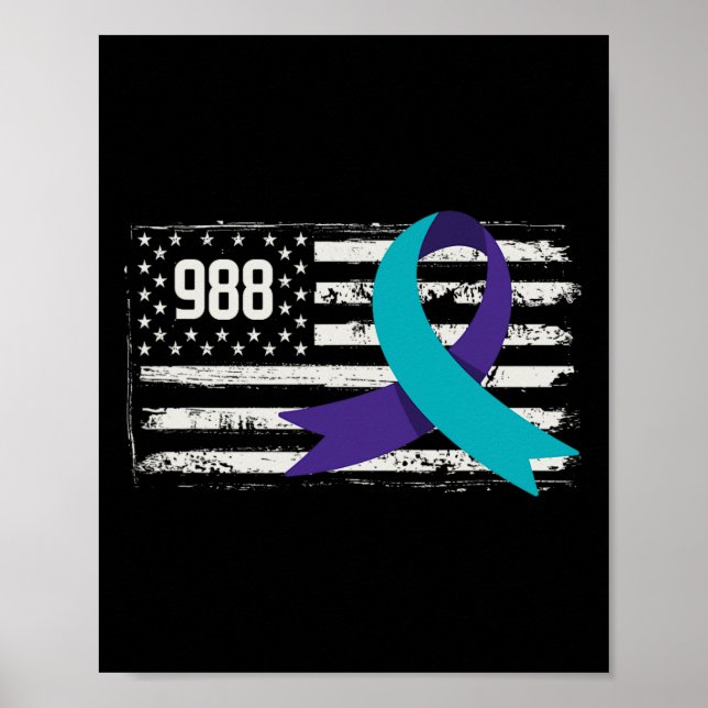 Patriotic Us Flag Support Suicide Prevention Aware Poster (Front)