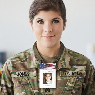 PATRIOTIC US flag Template Employee Photo Name ID  Badge