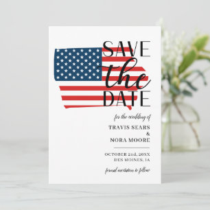 Patriotic US State Iowa Destination Wedding Save The Date