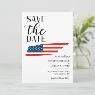 Patriotic US State Tennessee Destination Wedding Save The Date
