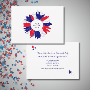 Patriotic USA 250 Years Floral Fourth of July BBQ Invitation