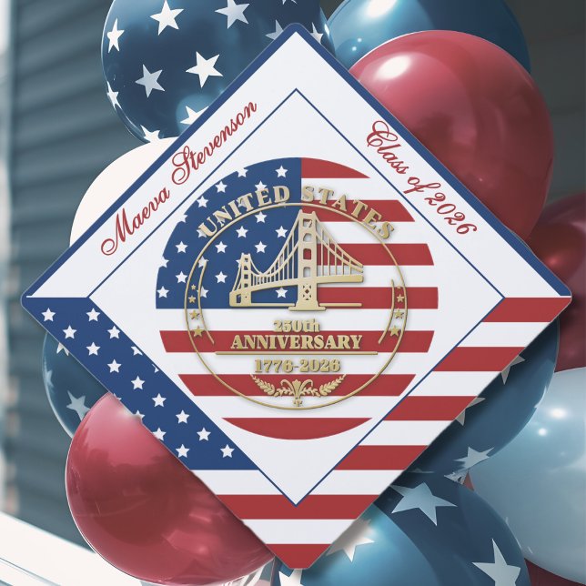 Patriotic USA 250th Anniversary 2026 Graduation Cap Topper (Creator Uploaded)