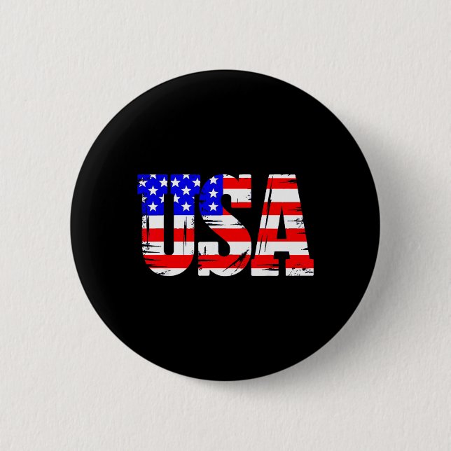 Patriotic USA American Flag 2 Inch Round Button (Front)