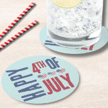 Patriotic USA American Flag 4th Of July Party Round Paper Coaster<br><div class="desc">Cute Patriotic USA American Flag Heart 4th Of July Round Paper Coaster!  Features cute distressed looking American Flag hearts to make up a fun red,  white,  and blue image!  Customize the colours of the background and fonts if you'd like! Celebrate the stars and stripes with this summer party theme.</div>