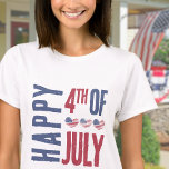 Patriotic USA American Flag 4th Of July T-Shirt<br><div class="desc">Cute Patriotic USA American Flag Heart 4th Of July T-Shirt!  Features cute distressed looking American Flag hearts to make up a fun red,  white,  and blue image!  Customize the colours of the background and fonts if you'd like! Celebrate the stars and stripes with this summer party theme.</div>