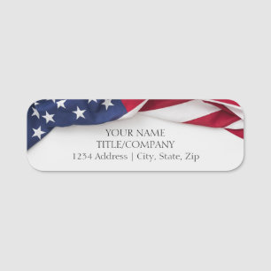 Patriotic USA American Flag Company Name Name Tag