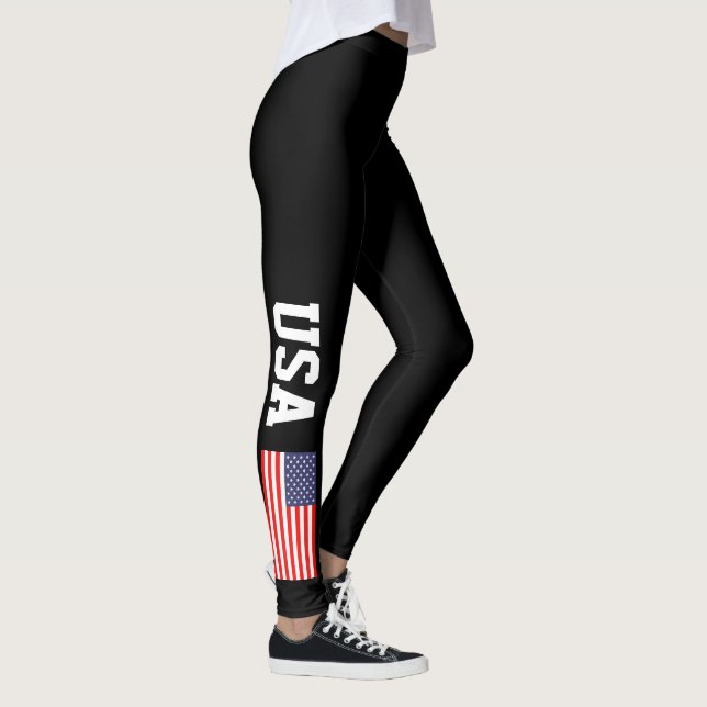 Patriotic USA American flag custom colour leggings (Right)