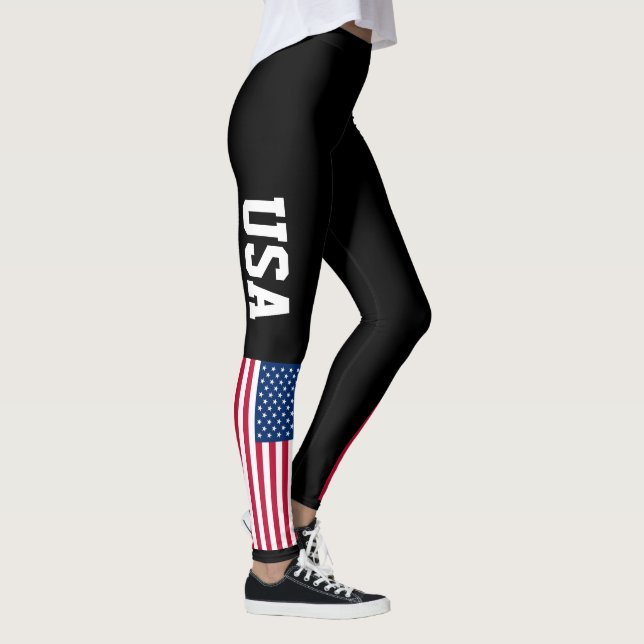 Patriotic USA American flag custom colour Leggings (Right)