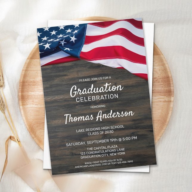Patriotic Usa American Flag Military Graduation Invitation (Creator Uploaded)
