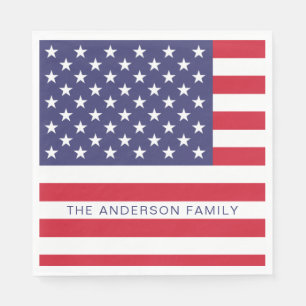 Patriotic USA American Flag Personalized Napkin