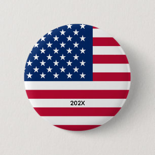 Patriotic USA American Flag Red White and Blue 2 Inch Round Button