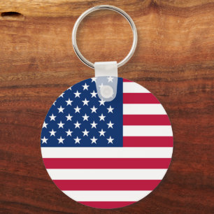 Patriotic USA American Flag Red White and Blue  Keychain