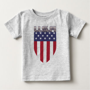 Patriotic USA American Flag Shield Baby T-Shirt