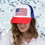 Patriotic USA American Flag Stars Stripes Red Blue Trucker Hat<br><div class="desc">The American, Stars and Stripes, Old Glory, Star-Spangled Banner, USA flag, custom, personalized, name monogram / initials, patriotic, america, cool red blue white trucker mesh hat, to show your pride, patriotism, love. To customize, simply enter your name / family name / company name / team name / monogram / initials....</div>