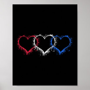 Patriotic Usa American Hearts Armed Forces 4th Of  Poster
