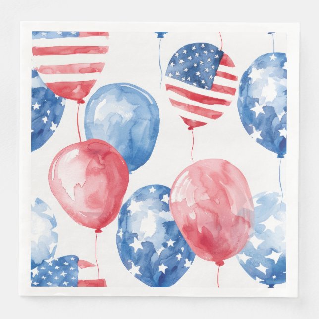 Patriotic USA Balloons Napkin (Front)