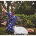 Patriotic USA Blue White Stars Sports Team Pattern Leggings<br><div class="desc">Custom, modern, cool, chic, stylish, breathable, hand sewn, USA America flag white stars on navy blue geometric pattern womens full length fashion workout sports yoga gym running leggings pants, that stretches to fit your body, hugs in all the right places, bounces back after washing, and doesn't lose their shape on...</div>