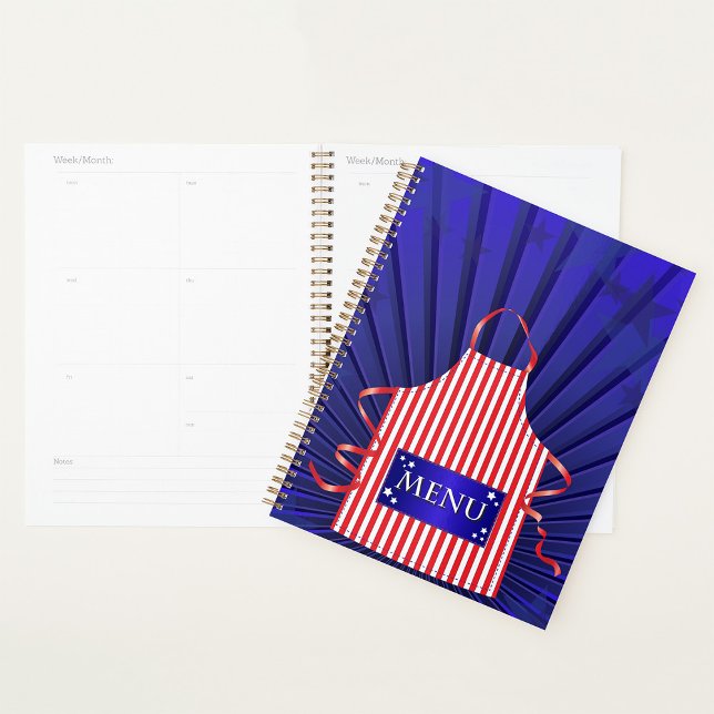 Patriotic USA Chef Red White Blue BBQ Cooking  Planner (Creator Uploaded)