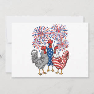 Patriotic USA Chicken USA Hen 4th Of July Invitation