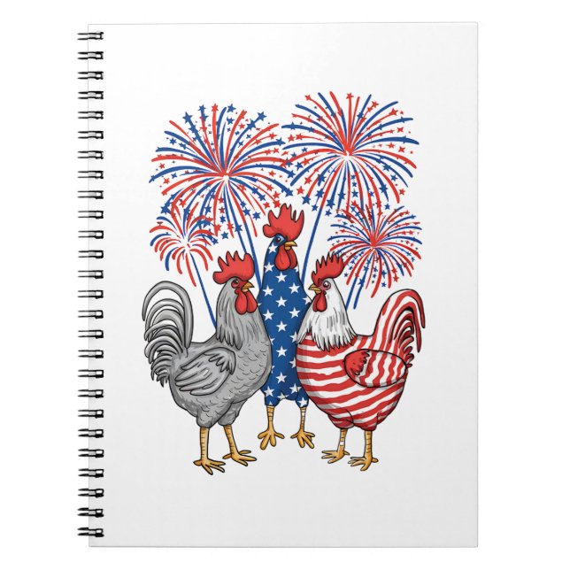 Patriotic USA Chicken USA Hen 4th Of July Notebook (Front)
