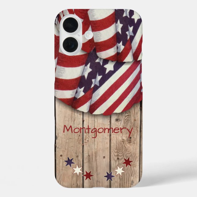 Patriotic USA Colour Bunting on Wood Slat Fence Case-Mate iPhone Case (Back)