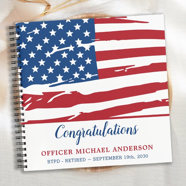 Patriotic USA Drapeau Police Retraite Livre d'invi (Créateur téléchargé)