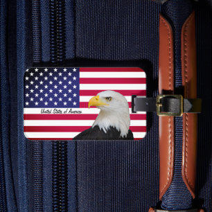 Patriotic USA, Eagle, American Flag fashion Luggage Tag