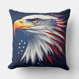 Patriotic USA eagle full of pride and strength Throw Pillow